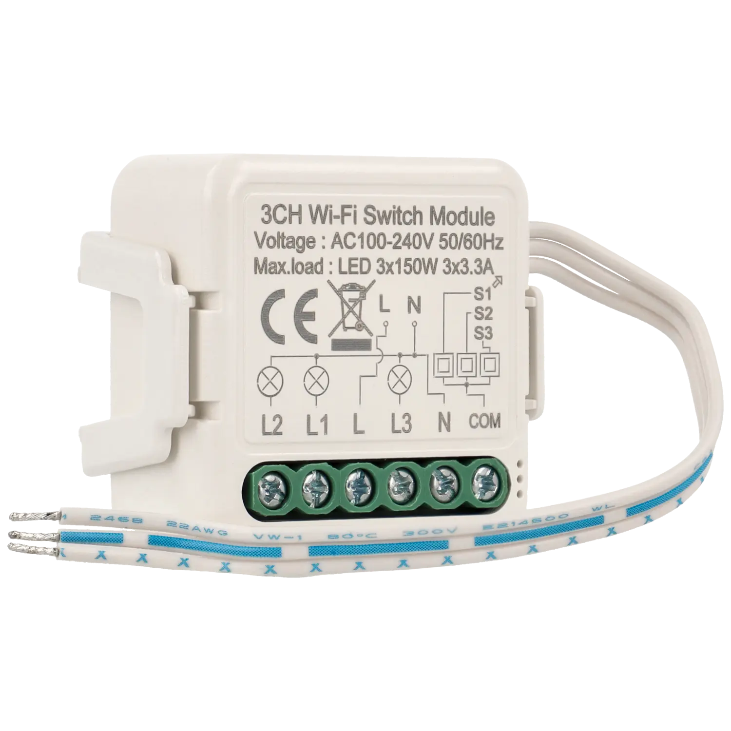 Interruptor wi-fi para 3 lámparas y 3 pulsadores de pared