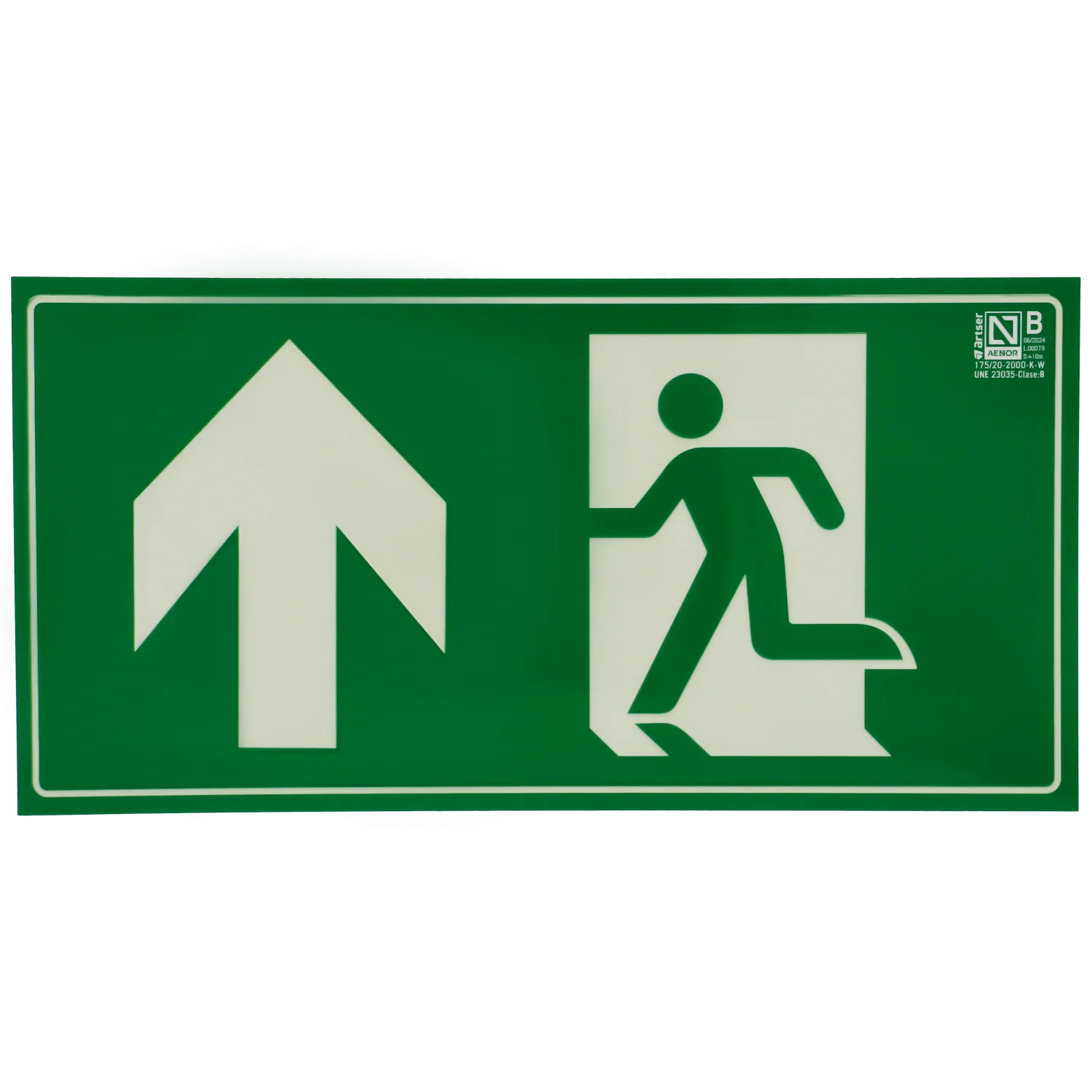 Cartel salida de emergencia arriba