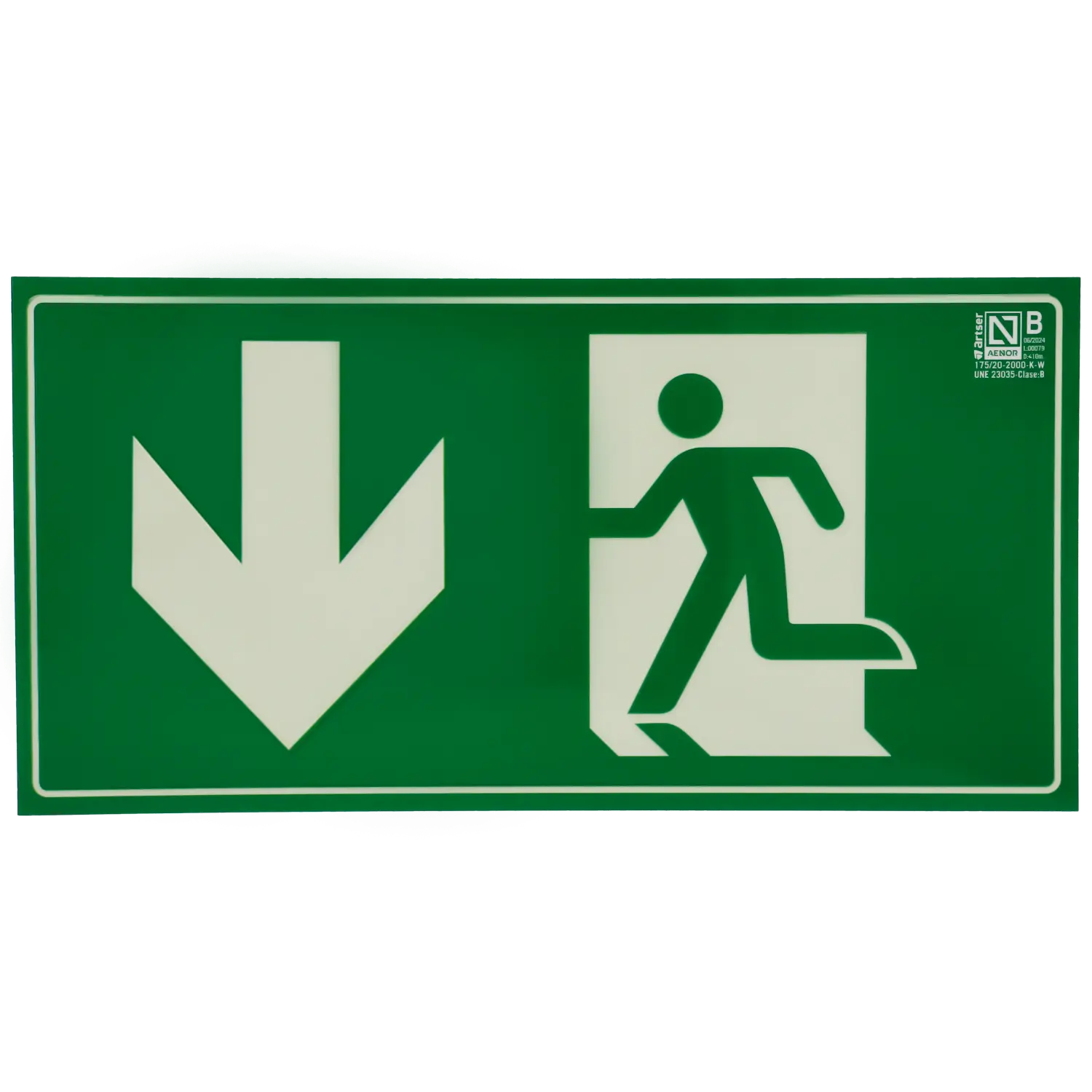 Cartel salida de emergencia abajo