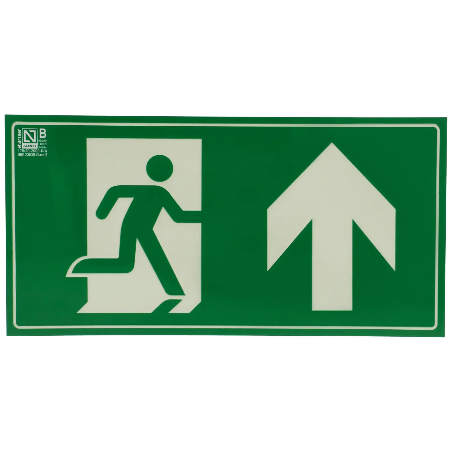 Cartel salida de emergencia arriba