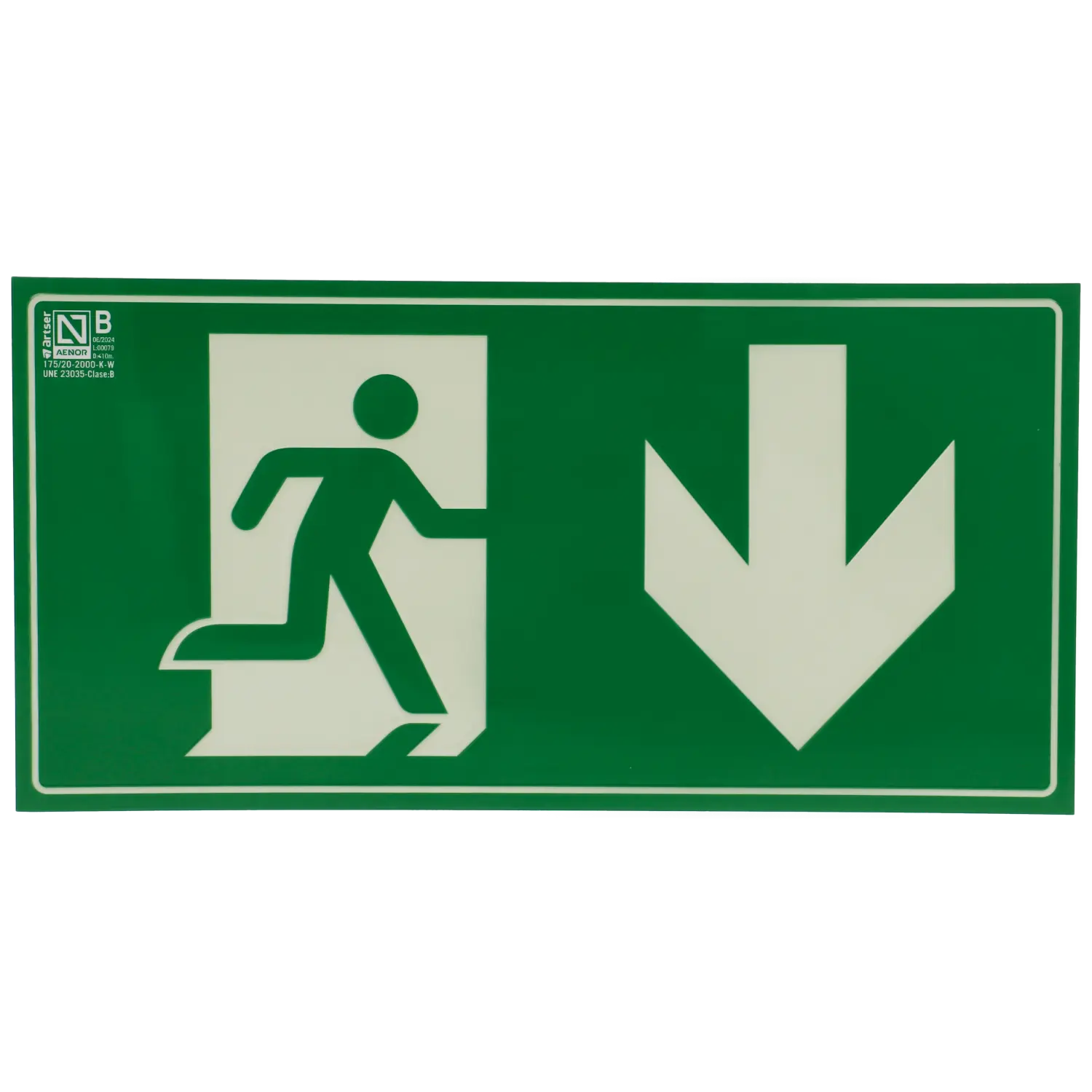 Cartel salida de emergencia abajo