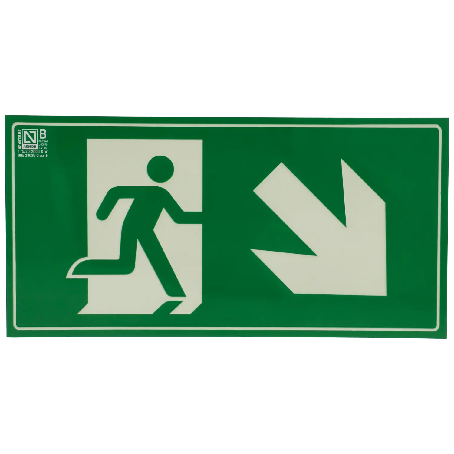 Cartel salida de emergencia derecha descendente