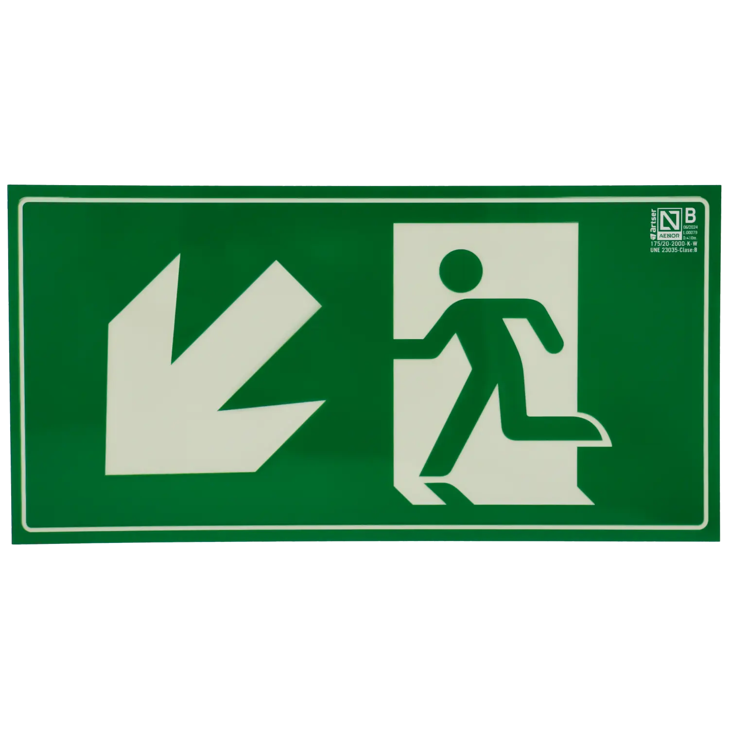 Cartel salida de emergencia izquierda descendente