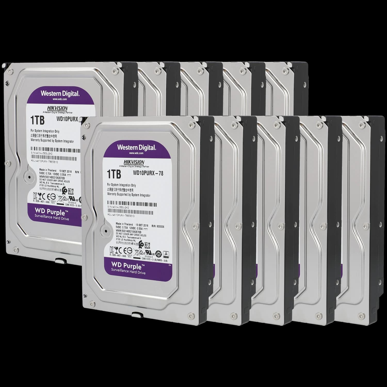Pack de 10 discos duros purple 1TB