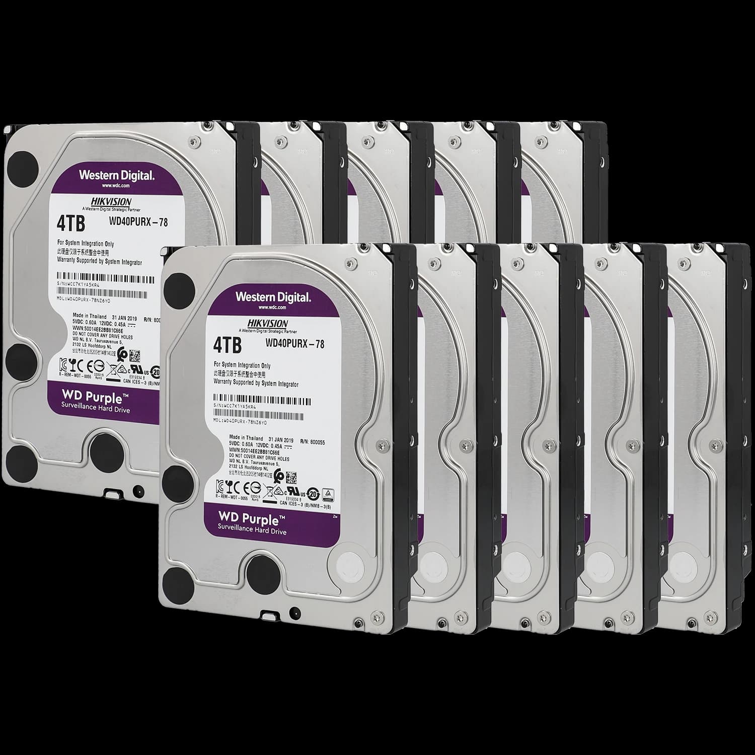 Pack de 10 discos duros purple 4TB
