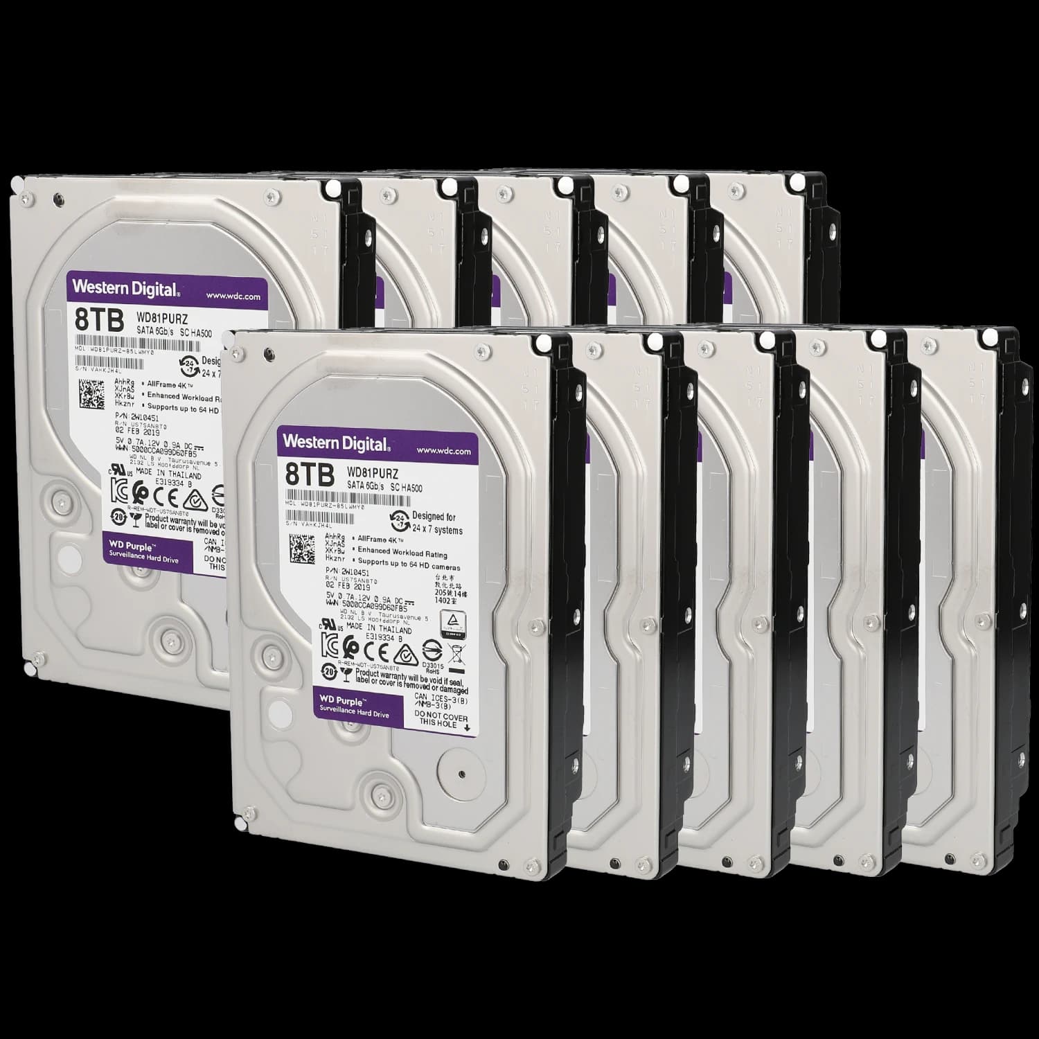 Pack de 10 discos duros purple 8TB
