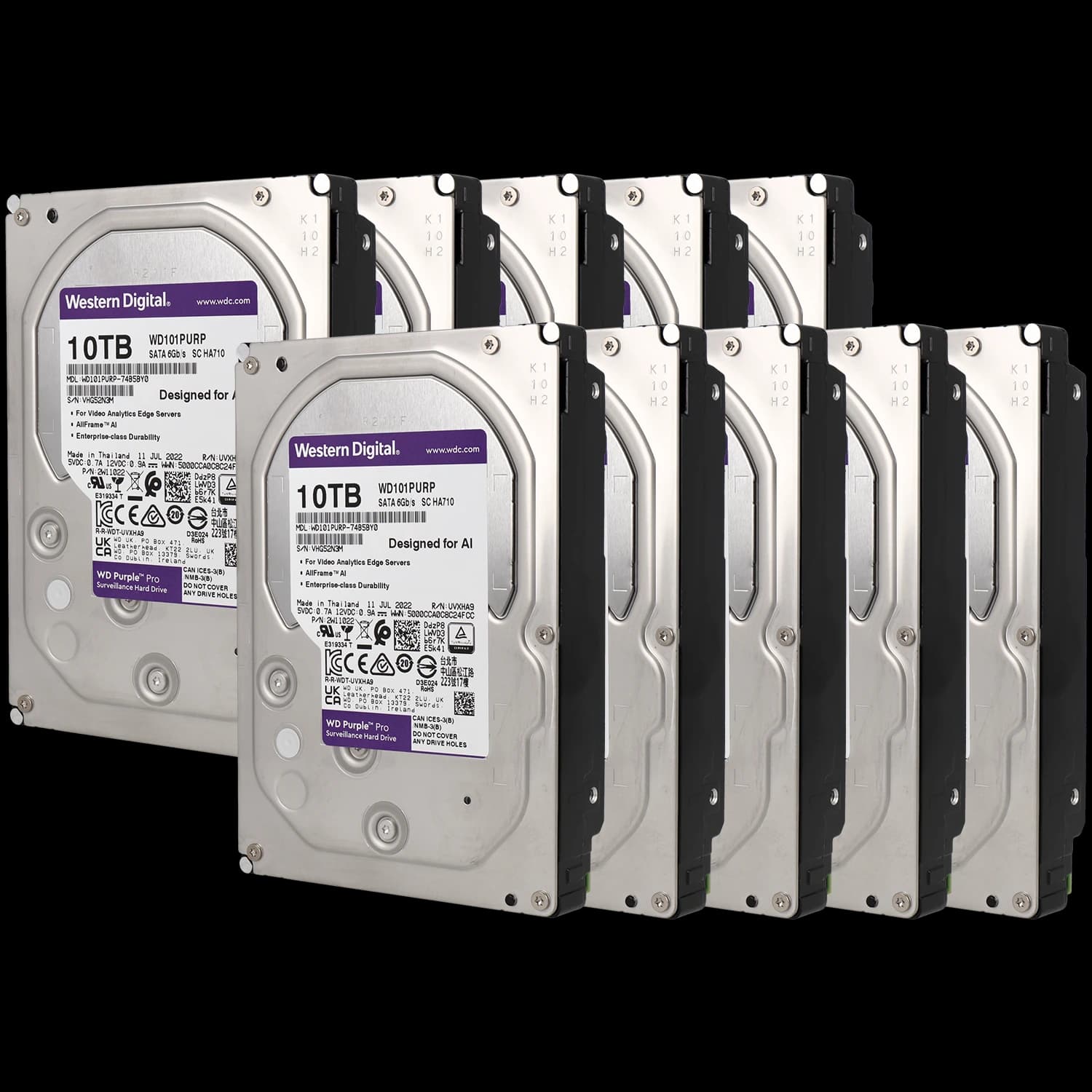 Pack de 10 discos duros purple 10TB